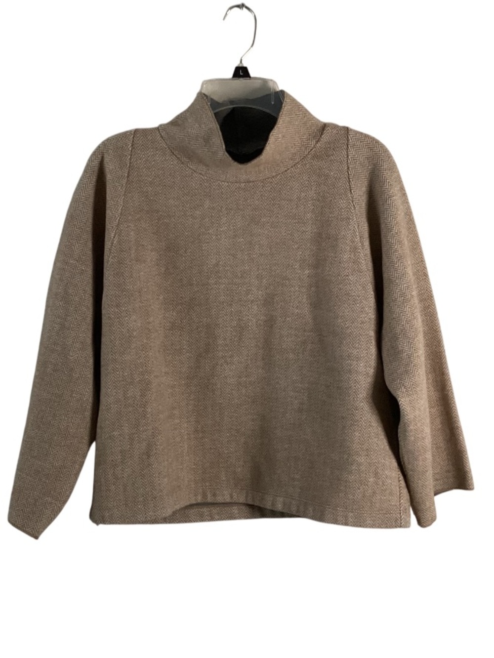 Madewell Tan Herringbone Mock Neck Wool Sweater Small